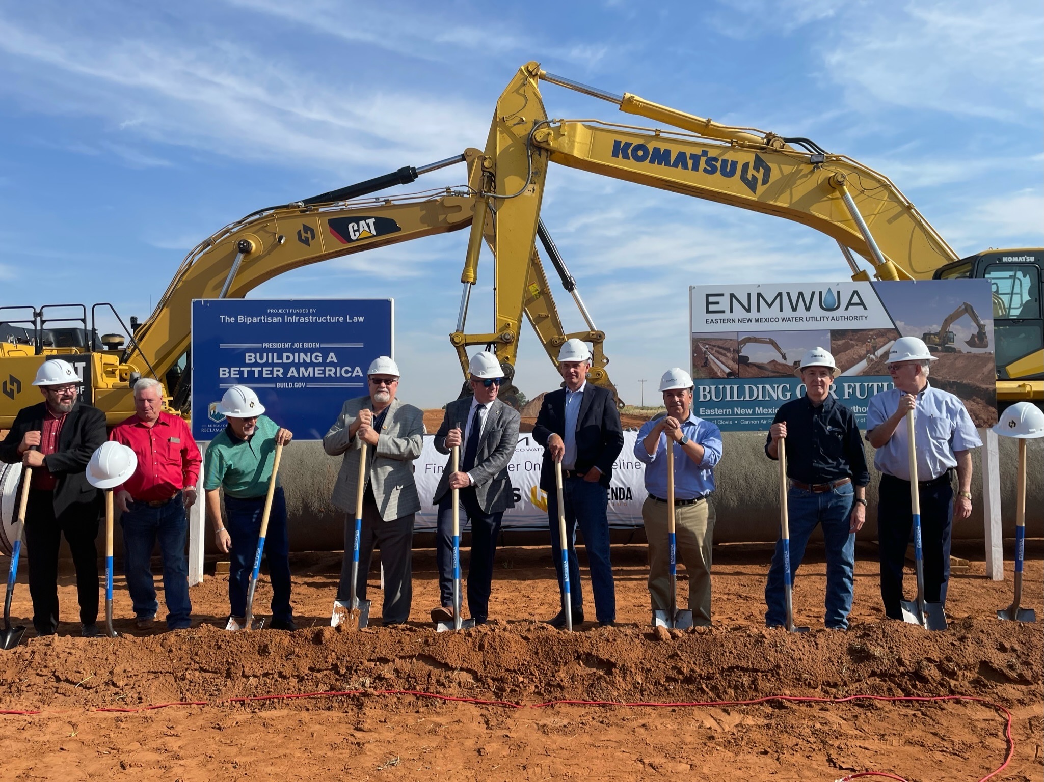 PHOTO: U.S. Senators Martin Heinrich and Ben Ray Luján attend groundbreaking for Eastern New Mexico Rural Water System, August 22, 2023.